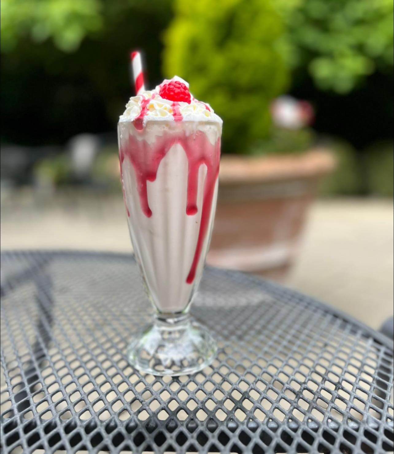 A strawberry milkshake at St. John's Ashford Garden Centre