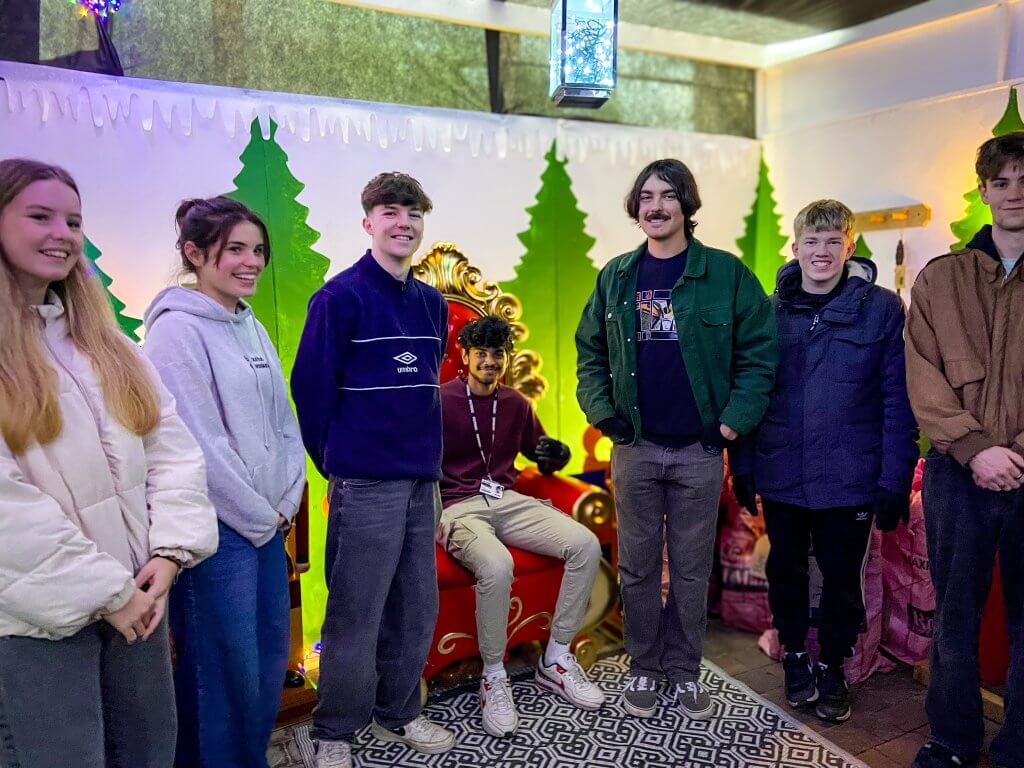 Petroc students in St. John's Santa's grotto